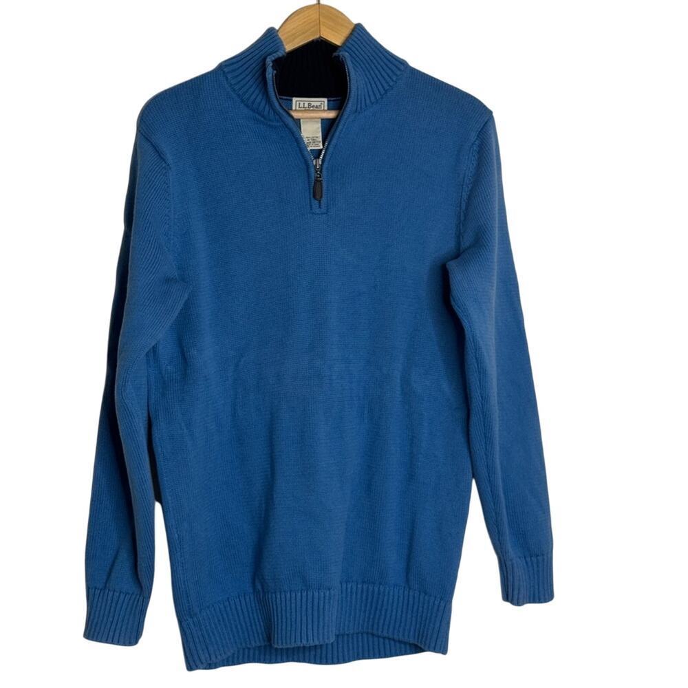 L.L. Bean Men’s Half Zip Cotton Sweater Blue Size M Tall
